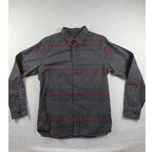 The North Face‎ Mens Flannel Shirt Gray Striped Button Down Long Sleeve